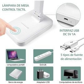 Lámpara LED de escritorio, Lámparas de Mesa USB Regulable Recargable-4000mAh Plegable Luz con 24 luces de brillo con Control Táctil(3 Modos de Brillo y atenuación continua)Protección de los ojos, Ahorro Energía