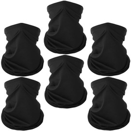 6 Pack Neck Gaiter Balaclava Bandana Gator Face Mask Scart Cover Breathable Sun Protection Headwear for Men Women (6 Pack Black)