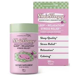 Legendairy Milk She's Sleepy - Cherry Limeade - Ayuda para dormir nocturno, mezcla de bebida sin azúcar con glicinato de magnesio y ashwagandha - Rela