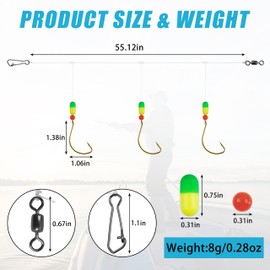 Pompano Rigs Surf Fishing Rigs Saltwater Triple Drop Pompano Rigs for Surf Fishing, Snell Floats Fishing Swivels Circle Hooks Pre-Rigged Fishing Rigs Tackle for Beach Offshore Surf Fishing 6/12pcs