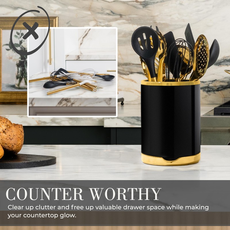 STYLED SETTINGS Black and Gold Cooking Utensils Set - 13-Piece