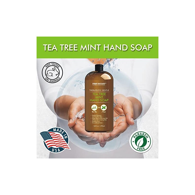 Jabón de manos de menta de árbol de té, jabón