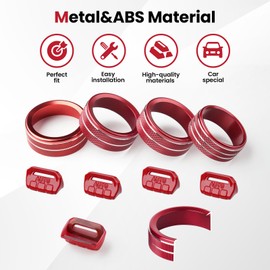 Huidnnas 8PCS Upgraded Button Knob Cover for Wrangler JL 2018-2024 Air Conditioner Switch Knob ABS Window Switch Button Cover Jeep Wrangler Accessories Red