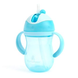 Primo Passi Straw Cup for Kids | Baby Cup with Straw for Baby and Toddler with Double Handle| BPA Free, No Spill Safe Learner Bottle, 9oz/12 Months+ (Blue)