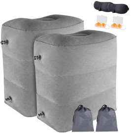 LMSNE Travel Foot Rest Pillow, Inflatable, 2-Pack, for Airplane, Office and Home