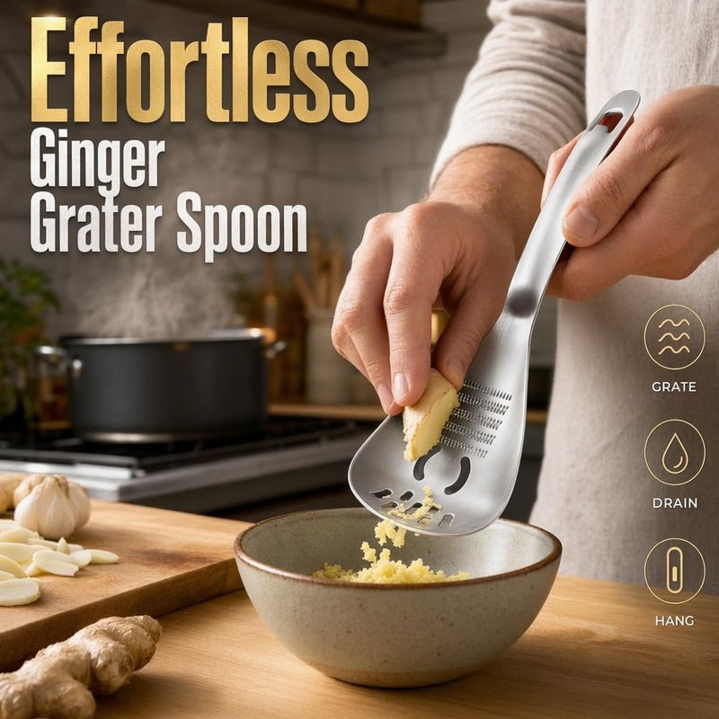 YERFFZE 5-in-1 Stainless Steel Kitchen Cooking Spoon – Multifunctional Tool