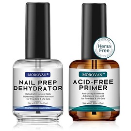 Morovan Preparación Profesional Natural de Uñas Deshidratante e Imprimación Sin Ácido, Deshidratador para Esmalte de Uñas Acrílico y en Gel, Imprimaci
