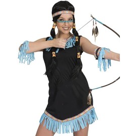 Generique - Indian costume with blue fringes for women Medium (UK 12)