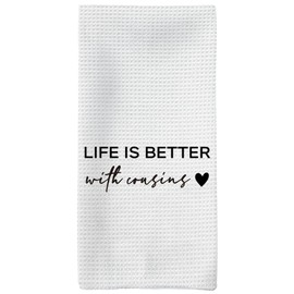 Tzhim Cousin Gifts Kitchen Towels, Life is Better with Cousins Hand Towels, Cousin Gifts for Women Men, Best Cousin Gifts Dish Towels Tea Towels for Kitchen, Gifts for Cousins Female Male, 16x24inch
