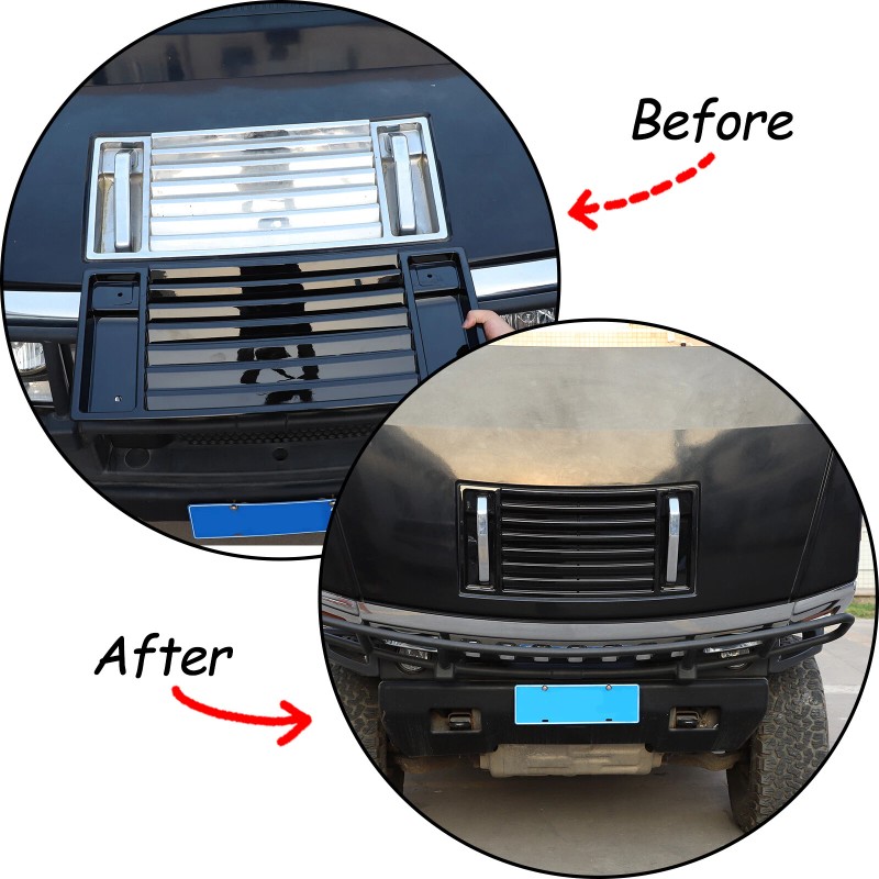 carmotion88 Front Hood Vent Panel Handle Cover Glossy Black Trim