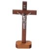 Standing Wood Crucifix. Christ on the Cross INRI. 18 cms Free Standing Wood Cross. Wooden Crucifix
