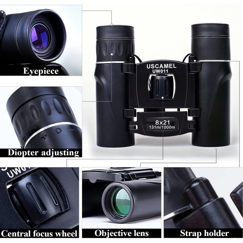 USCAMEL 8x21 Mini Doppelfernrohr Fernglas, Hohe Vergrößerung und Hohe Auflösung