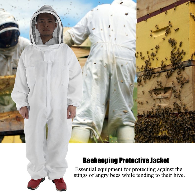 Professional Beekeeping Protective Full Body Jacket Smock Suit with Veil