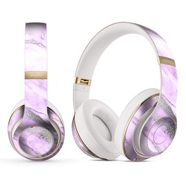 DesignSkinz - Compatible with Beats Pill Plus - Skin Decal Protective Scratch Resistant Vinyl Wrap - Purple Marble & Digital Silver Foil V10