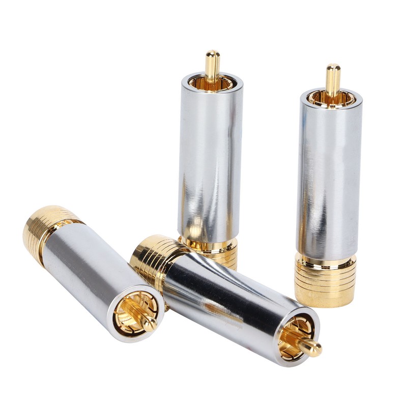4PCS Preffair/R1722 Audio Connector Gold Plated Self Locking Solderless RCA