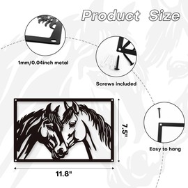 Metal Horse Decor Modern Metal 1pc Horse Wall Art Wildlife Horse Lover Gift, Farmhouse Wall Decor, Unique Interior Decor for Living Room, Bedroom, Kitchen and Office Home Decor