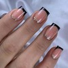 MERVF Square Press on Nails Short Fake Nails Black French