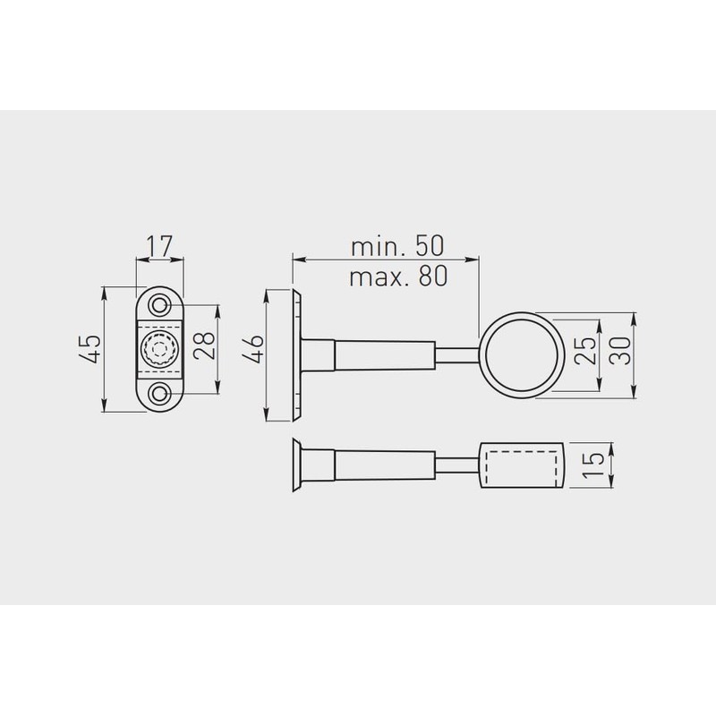 Adjustable Holder Drop Socket with End/Bracket for 25mm Tube -