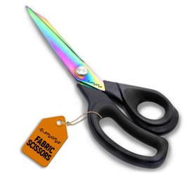 STYLIFYZ Fabric Scissors, 9.5 Inch Dressmaking Scissors, Titanium Coated Stainless Steel Sewing Scissors, Multi-Purpose Sharp Scissors with Soft Grip (Black)