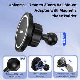 iGoevo Magnetic Phone Mount with 20mm Ball Base – Strong Hold with TPU Anti-Slip Grip, Ultra-Stable Magnetic Connection That Won’t Fall Off