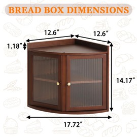 Baveke Bread Box for Kitchen Countertop, Corner Bread Box & Bamboo Breadbox, Large Bread Storage with Double Layer, Vintage Storage for Homemade Bread, Rustic Brown
