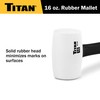 Titan 63106 16oz White Rubber Mallet, Non-marking Double-faced Solid Head,