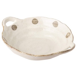 Mino Ware K52019 Polka Dot White Karatsu Large Pot with Both Hands