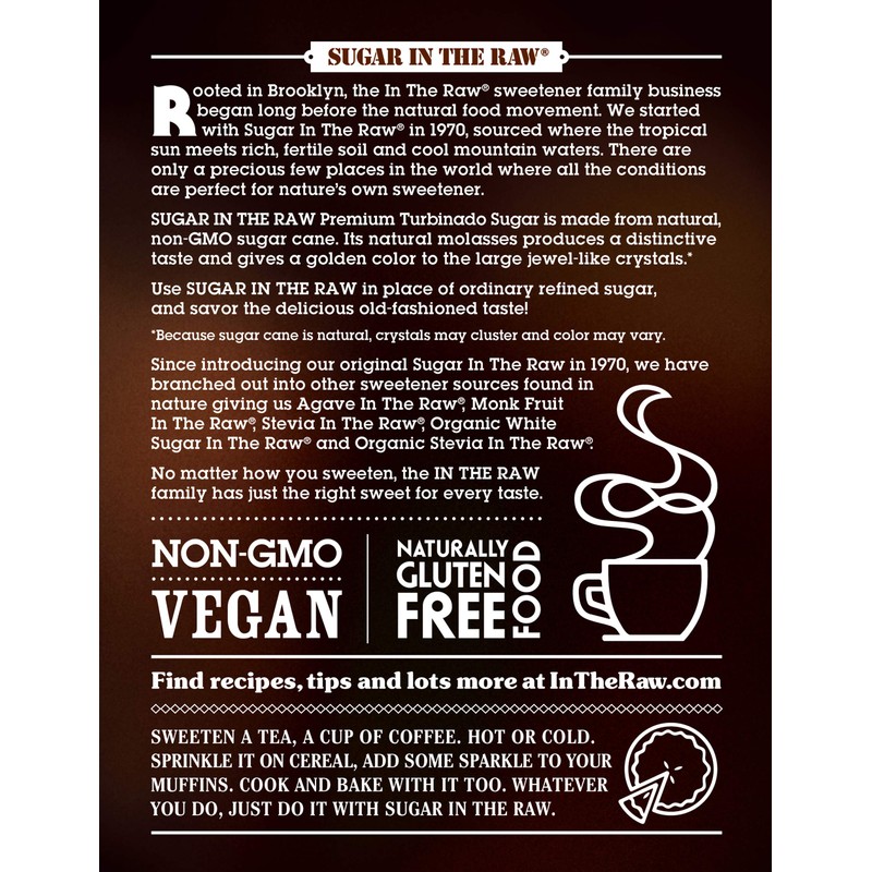 SUGAR IN THE RAW, Granulated Turbinado Cane Sugar Packets 100