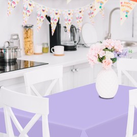sunepany 4 Pack Lavender Tablecloth Purple Tablecloth Disposable Rectangle Tablecloth Purple Plastic Tablecloth 54 x 108 Inch Light Purple Tablecloth Purple Table Cover for Picnic Camping Decorations