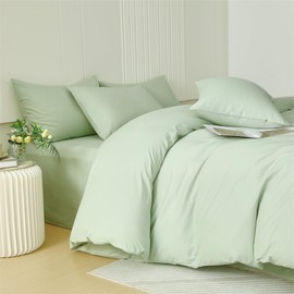 Michorinee Single Duvet Cover Set Soft & Breathable Sage Green Bedding Set with Zipper Closure Microfibre Quilt Cover with 1 Pillowcase 50x75 cm