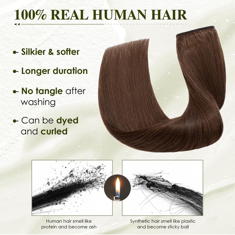 Elailite Real Hair Clip-In Extensions 1 Weft #4 Medium Brown