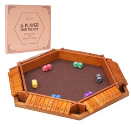 BOPIPA Shut The Box Dice Game - Vintage Style Wooden Board Game for 1-6 Players, Fun Family Classroom Home Party & Pub Strategy Game, Classic Tabletop Entertainment for Adults & Kids