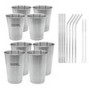8PCS 304 Stainless Steel Cups with Straws, 11.95 Oz and