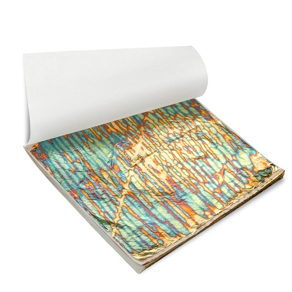 Sekonow Variegated Gold Leaf Sheets 50pcs, Colorful Imitation Gold Foil