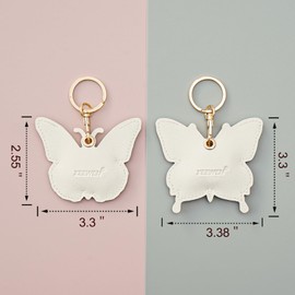 XEEWEN 2 Pack Hidden Keychain Holder for Airtag - Cute Leather Key Ring Case Cover for Women - Butterfly