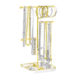 SCENTS HOME Necklace Holder- Ceramic Base 1.06ft Height Jewelry Organizer Stand, Aesthetic Jewelry Hanger Display for Necklaces, Bracelets, Rings Display