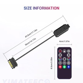 YIMATEECO ARGB Controller, 5 V 3-Pin ARGB Controller, Built-in Light Mode, SATA Power Supply with 14 Key RGB Wireless Remote Control for Motherboards without 5 V, DIY Fan, Light Strips