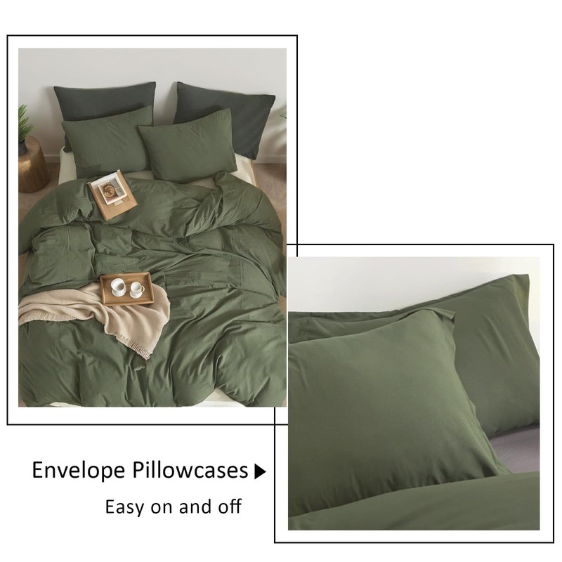 Poboton Green King Duvet Cover, Ultra Soft 3 Pieces Bedding
