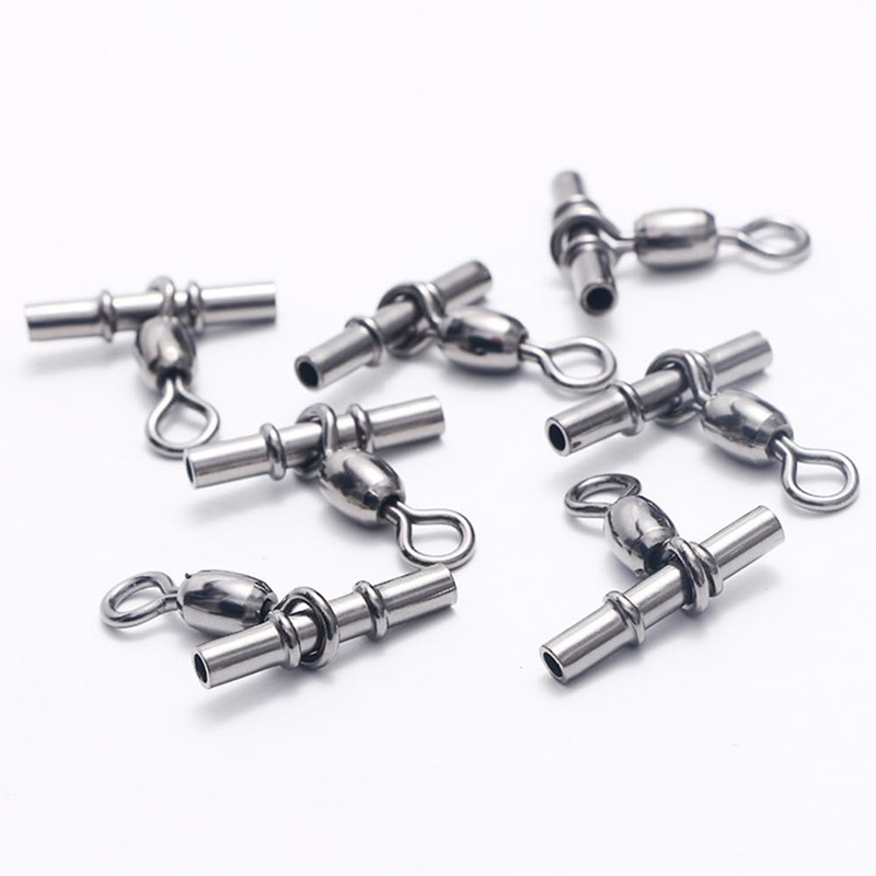 25Pcs Black Copper Sleeve Swivels 3 Way Cross Line Hook