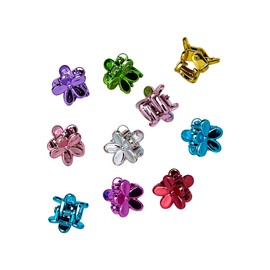 RED by Kiss 36 Pieces Kids Mini Claw Barrettes, Self-Hinge Plastic Hair Clips for Girls Toddler Kids Baby, 80s 90s Cute Colorful Hair Pin Hair Accessories (Flower Chrome)