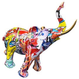 FUNOMOCYA Resin Elephant Figurine Creative Elephant Ornament for Home Tabletop Decoration Compact Design for Cabinet Decor for Friends and Family