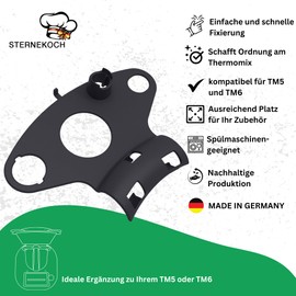 STERNEKOCH® Holder for Thermomix Accessories - [The Original] - Made in Germany - Space for up to 5 Accessories - Suitable for TM5 & TM6 - Finally Create Order (Anthracite)