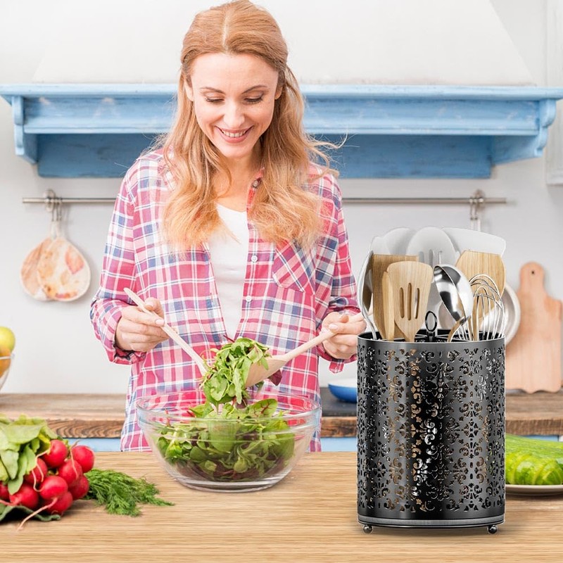 YIUKEA 360° Rotating Utensil Holder - Extra Large Cooking Utensils
