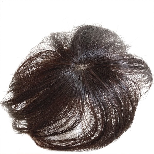 Luce brillare Partial Wig, Whorl, Crown of Head, Human Hair Piece, Top Piece, Point Piece, Part Wig Men's, Women's, Whirl, Parietal, Human Hair, Men's, Women's, Wig Short, Domestic Manufacturer, Hair Plus to Whorl + (Natural Brown)