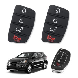 2PCS Car Key Fob Button Pad Replacement,Rubber Key Fob Cover 4 Button Pads Compatible with Hyundai Tucson Sonata Fe Sport