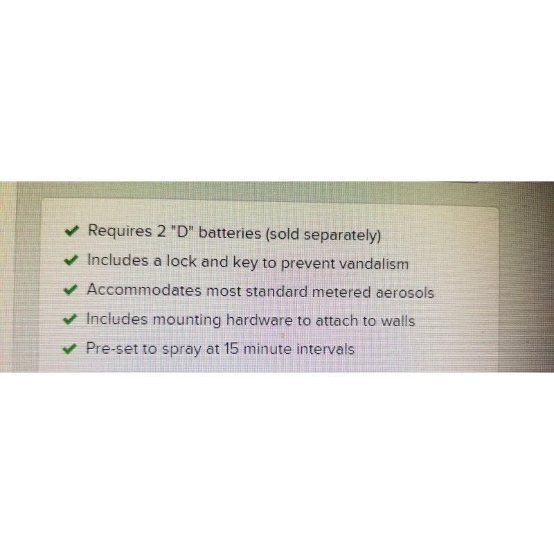 Novo NOBLE CHEMICAL NOVO METERED AEROSOL AIR FRESHNER DISPENSING SYSTEM