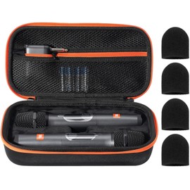 ProCase Microphone Case for JBL Speaker Wireless Two Microphone System, Hard EVA Handheld Dual Mic Travel Bag, Portable Carrying Storage Box for Karaoke,Receiver, Batteries Accessories Holder -Black