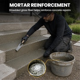 Concrete Fiber Reinforcement 10LB, 3/4 Inch AR Glass Fiber for Concrete, Short Strand Fiberglass Filler for Cement Mortar Repair, Anti Crack Concrete Fibers for Countertop Forms Walls Floor