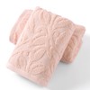 YiLUOMO Pink Embossed Floral Pattern Hand Towel Set of 2