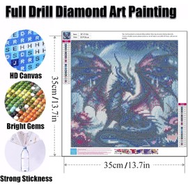 5D Diamond Painting Dragon, Colourful Dragon Diamond Painting Set for Adults, DIY Diamond Painting Art Pictures, Full Drill Embroidery Set for Wall Decoration, Ideal as a Gift for Home (30 x 30 cm)